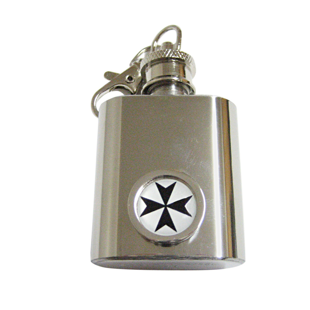 Bordered Maltese Cross Keychain Flask - image 1